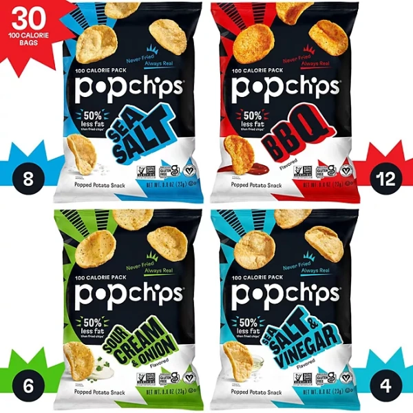 Pop chips Variety Pack Chips, 0.8 oz., 30 pk.