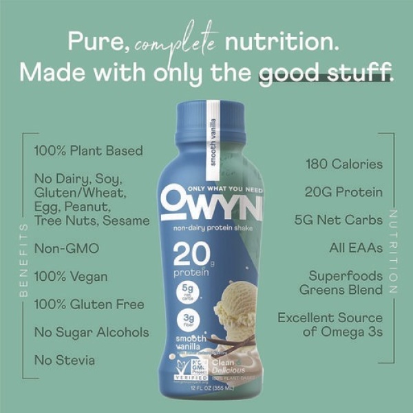 20 g Protein Drink, Vanilla, 12 oz Bottle, 12/Carton