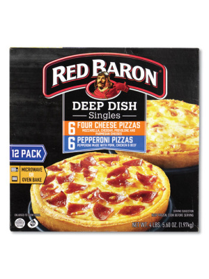 Deep Dish Pizza Singles Variety Pack, Four Cheese/Pepperoni, 5.5 oz Pack, 12 Packs/Carton