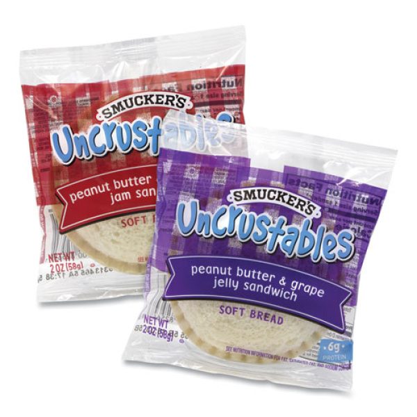 UNCRUSTABLES Soft Bread Sandwiches, Strawberry Jam, 2 oz, 10/Box, 2 Boxes/Carton